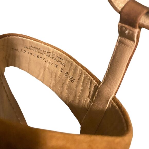 Tory Burch Bar Logo Flat Sandals Coral Tan Suede Size 8.5 Boho Prairie Preppy - Picture 5 of 12